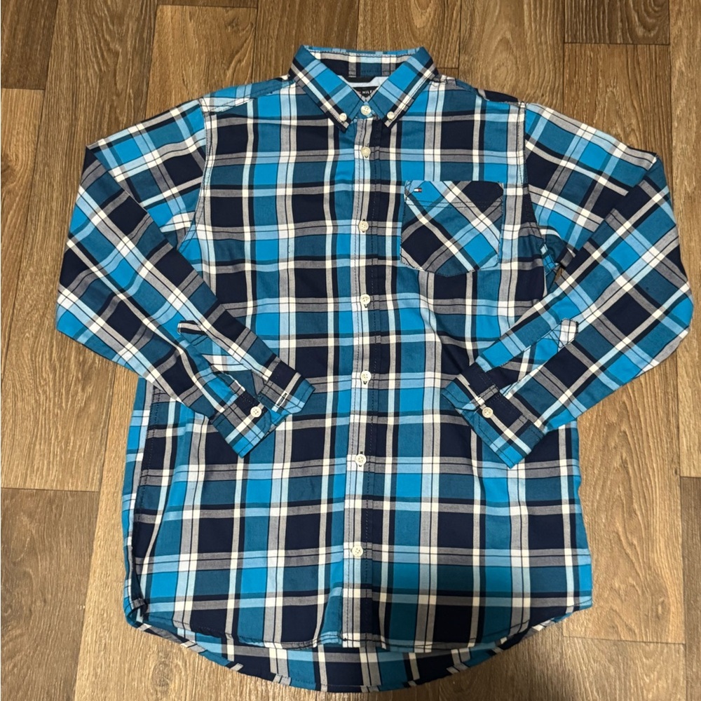 Tommy Hilfiger Men’s Blue Plaid Button Up XL
